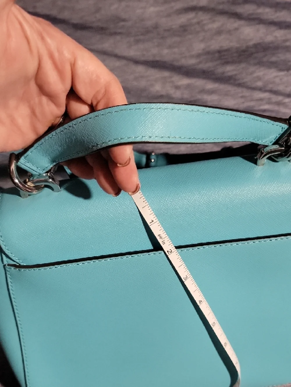Michael Kors Robins Egg Blue Leather Crossbody Bag with Top Handle